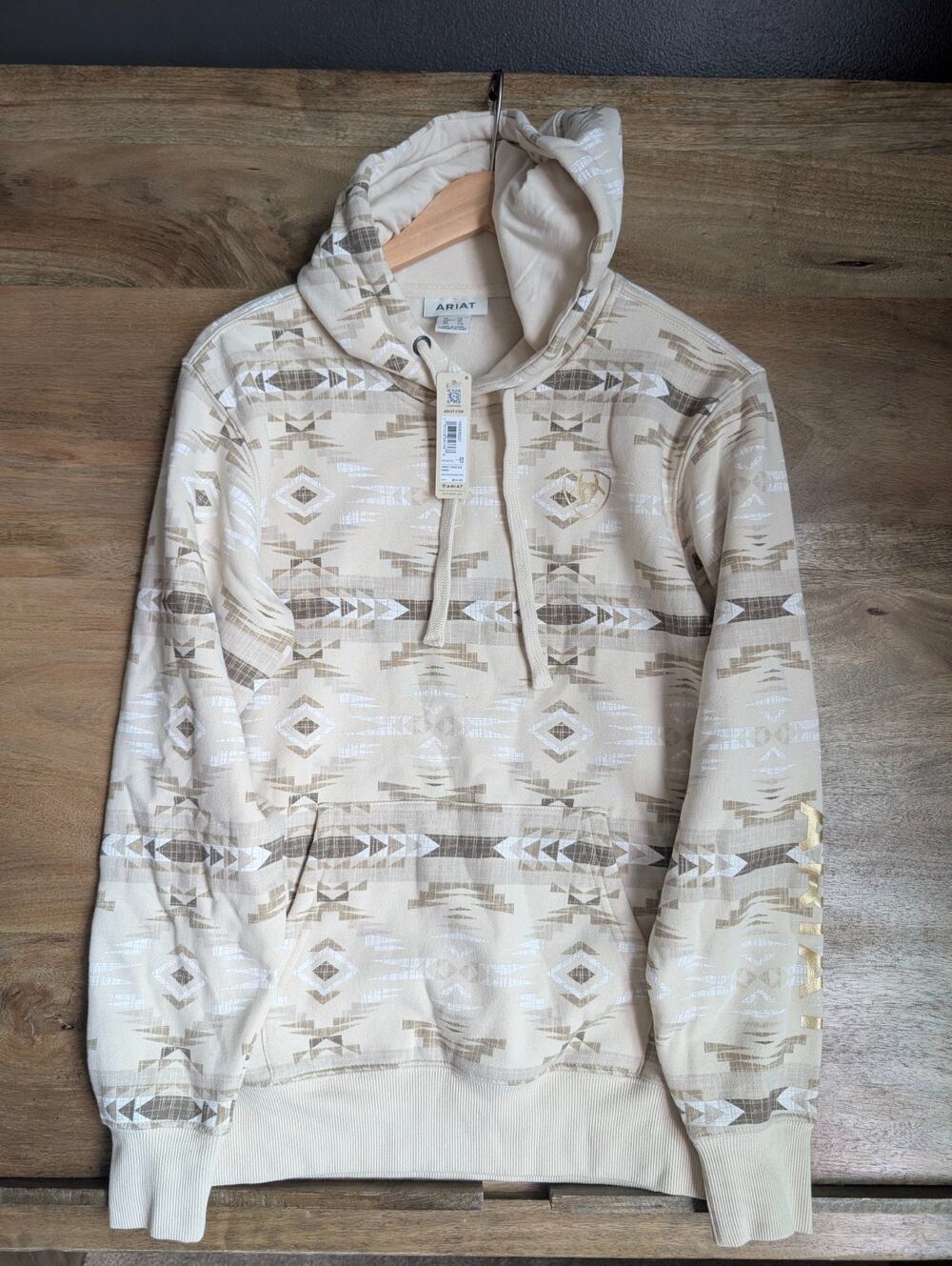 Ariat Logo 2.0 Hoodie Womens XS Light Brown Southwest Long Sleeve Pullover NWT